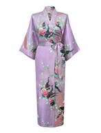 KIMU® Kimono Lila 3/4 M-L Yukata Satijn Onder de Knie Driekw, Ophalen of Verzenden, Nieuw, Maat 38/40 (M), Carnaval