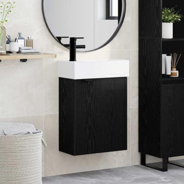 vidaXL Badkamermeubel met kraan Zwart eiken 45,5 x 22,5 x 84, Verzenden, Nieuw
