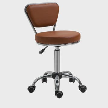 Verstelbare Werkkruk met Rugleuning - Vintage Bruin Leerlook, Verzenden, Nieuw