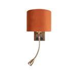 Wandlamp brons met flexarm en kap oranje met gouden, Huis en Inrichting, Lampen | Tafellampen, Verzenden, Nieuw, Modern