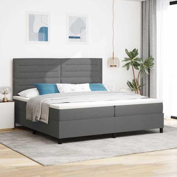 vidaXL Boxspring bed met matras met LED Donkergrijs 200 x, Verzenden, Nieuw, Grijs, Stof
