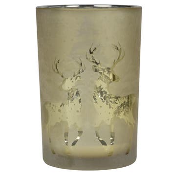 Theelichthouder dansend hert goud Groot 18cm, Verzenden, Nieuw