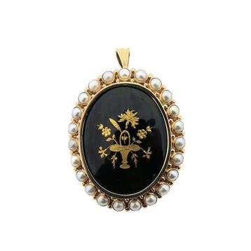 Bicolor gouden broche/hanger met emaille (Hanger of bedel), Ophalen of Verzenden, Gebruikt, Goud, Overige merken