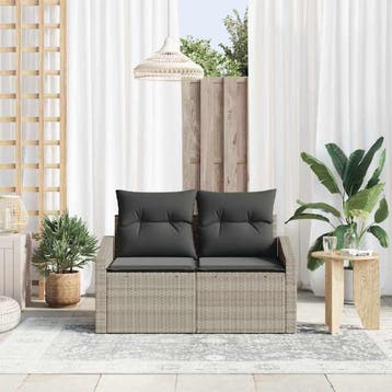vidaXL Tuinbank met kussen 123 x 62 x 69 cm poly rattan, Verzenden, Nieuw, Rotan