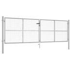 vidaXL Tuinpoort gegalvaniseerd staal 400x125 cm zilver, Verzenden, Nieuw