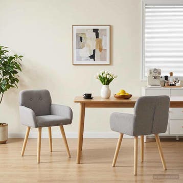 vidaXL Eettafelstoelen 2 st Bouclé Lichtgrijs 59 x 57 x 85, Verzenden, Nieuw