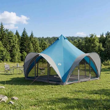vidaXL Tipi Tent met dak Blauw 6-persoons Polyester en staal, Verzenden, Nieuw, Tot en met 2