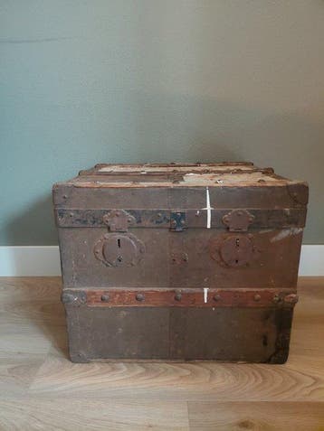 Kist - Metaal, Hout - Transport antiek