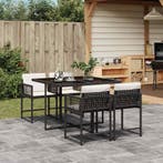 vidaXL 5-delige Tuinset met kussens poly rattan zwart, Verzenden, Nieuw, 4 zitplaatsen, Tuinset