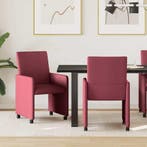 vidaXL Eetkamerstoelen met Wieltjes 2 pcs Wijnrood 57 x 66 x, Huis en Inrichting, Stoelen, Verzenden, Nieuw, Rood