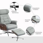 2dekans | HOMCOM-Relaxfauteuil met Kruk-Kunstleer-80L x 84B, Ophalen of Verzenden, Zo goed als nieuw