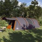 vidaXL Tunnel Tent 4-Person met dak Grijs en Oranje 740 x, Verzenden, Nieuw