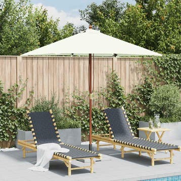 vidaXL Parasol met houten paal 150x200 cm zandkleurig, Verzenden, Nieuw, 1 tot 2 meter