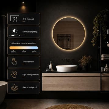 Badkamerspiegel Megon Aureon 70x70 - Gouden Lijst, Huis en Inrichting, Woonaccessoires | Spiegels, Ophalen of Verzenden, Nieuw