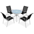 vidaXL 5-delige Tuinset staal zwart, Tuin en Terras, 5 zitplaatsen, Verzenden, Textileen, Nieuw