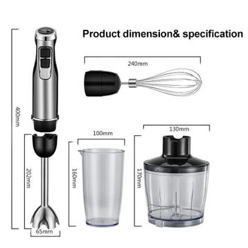 4-in-1 Staafmixer 1200W met Hakmolen en Garde, Verzenden, Nieuw in verpakking