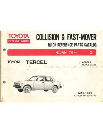 1979 TOYOTA TERCEL SNEL ONDERDELENHANDBOEK ENGELS