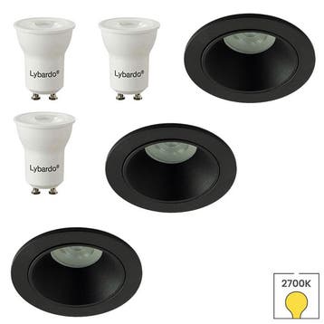 Set van 3 inbouwspots Saturnus mini zwart + LED spots GU11, Verzenden, Nieuw, Overige typen