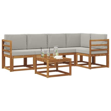 vidaXL Buiten bankenset met kussen 6 pcs Natuurlijk en, Verzenden, Nieuw