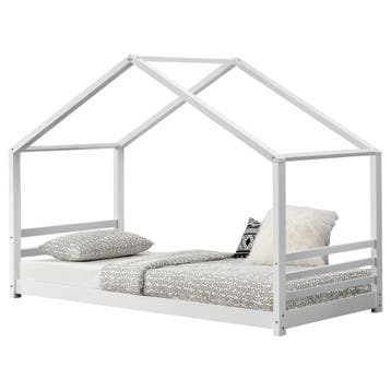 Kinderbed met bedbodem grenen huisbed 90x200 cm wit, Verzenden, Nieuw