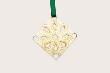 Kerstornament - Sneeuwvlok Ruit - Hout - Set van 4, Diversen, Kerst, Ophalen of Verzenden, Nieuw