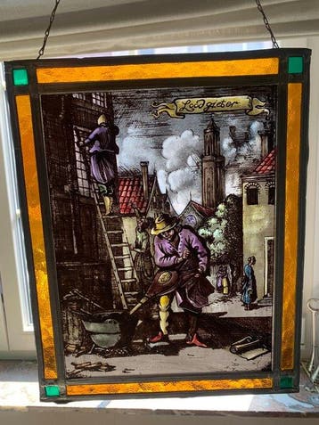 Vintage Glas-in-loodraam - 1930-1940