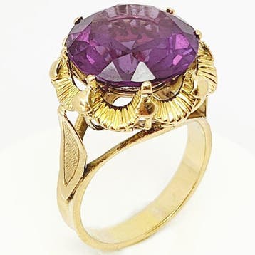 Ring - 18 karaat Geel goud - 10.00ct. tw. Amethist, Nieuw