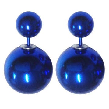 Fako Bijoux - Oorbellen - Double Dots - Parel - Shiny Blauw, Verzenden, Nieuw