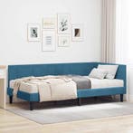 vidaXL Hoekbedframe met Matras met hoofdeinde 2 pcs Blauw, Verzenden, Nieuw, Blauw, Stof