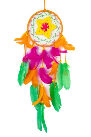 Dromenvanger Bloem Oranje Roze Groen Geel Dreamcatcher Veren, Ophalen of Verzenden, Nieuw, Feestartikel, Carnaval