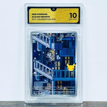 Pokémon Graded card - Alolan Meowth 139 - 30th Anniversary –, Nieuw