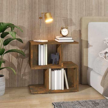 vidaXL Nachtkastje 50x30x51,5 cm bewerkt hout gerookt, Minder dan 45 cm, Verzenden, Nieuw, Minder dan 55 cm