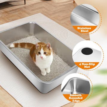 Kattenbak - Kattentoilet - RVS - 60x40x15 cm - Nobleza, Verzenden, Zo goed als nieuw