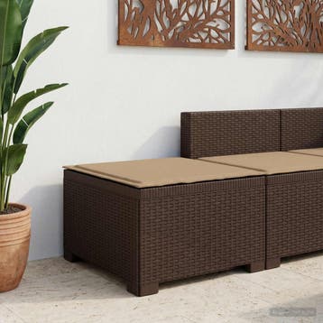 vidaXL Eénpersoons Tuinbank met Kussen Rattan Look PP Bruin, Tuin en Terras, Tuinsets en Loungesets, Verzenden, Nieuw