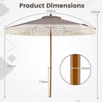 LIVSK Parasol met Franjes - 210 cm Buitendiameter - Robuuste, Verzenden, Nieuw