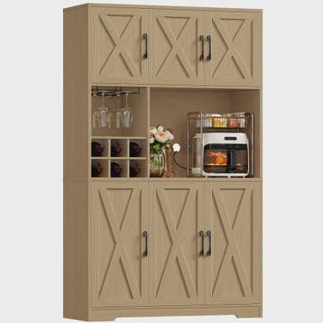 Buffetkast Keuken 106x180cm Wit met 6 Deuren, Flessenhouder, Verzenden, Nieuw