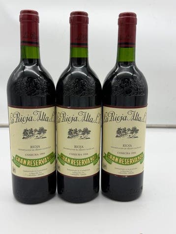 1994 La Rioja Alta, 904 - Rioja Gran Reserva - 3 Flessen, Verzamelen, Wijnen, Nieuw