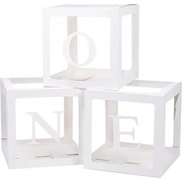 Drie doorzichtige letter ballon blokken One wit, Overige typen, Nieuw, Sweet-One, Verzenden