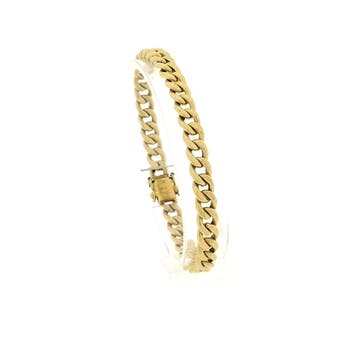 Gouden gourmet schakelarmband., Ophalen of Verzenden, Gebruikt, Goud, Goud