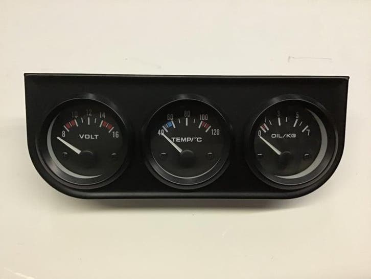 52mm meter set zwart met zwart, Auto diversen, Auto-accessoires, Nieuw, Ophalen of Verzenden
