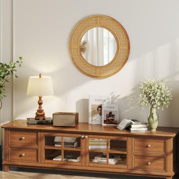 2dekans | Coast Ronde Wandspiegel - Rotan Decoratie - Houten, Huis en Inrichting, Ophalen of Verzenden, Zo goed als nieuw