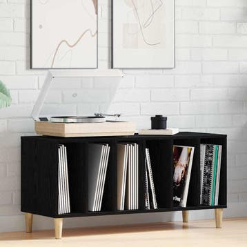 vidaXL Platenkast met plank Zwart Eiken 100 x 38 x 48 cm, Verzenden, Nieuw