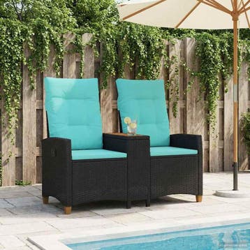 vidaXL Ligbank met tafel 2 -Seater 126 x 65 x 112 cm poly, Verzenden, Nieuw