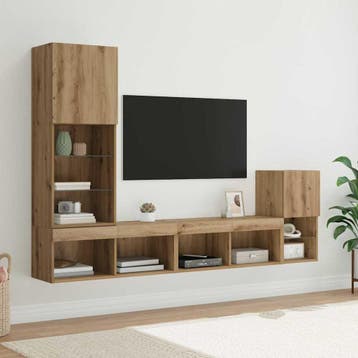 vidaXL TV Wandmeubels 4 st Artisan Eiken Bewerkt hout, Verzenden, Nieuw, Overige houtsoorten