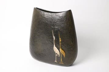 Crane & Tortoise — Bronzen vaas met goud- en zilverinleg