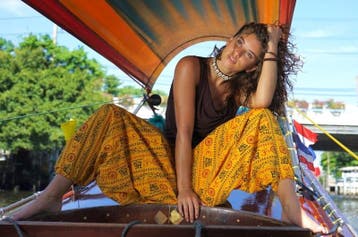 Uniseks harembroek Ohm/Sanskriet geel, Kleding | Dames, Broeken en Pantalons, Verzenden, Nieuw