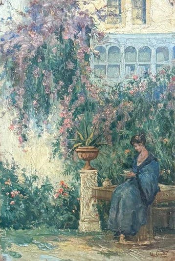 Ulisse Caputo (1872-1948) - Donna in Giardino