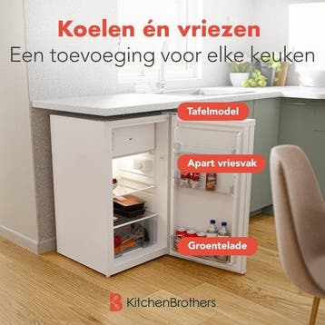 2dekans | KitchenBrothers Koelkast - 88L Koelvak - 14L, Ophalen of Verzenden, Zo goed als nieuw