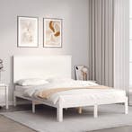 vidaXL Bedframe met hoofdbord massief hout wit, Verzenden, Wit, Hout, Nieuw