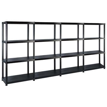 vidaXL Opbergrek 4-laags 244x30,5x130 cm kunststof zwart, Verzenden, Nieuw
